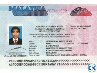Malaysia contract student visa,/ Airticket / Immigration etc