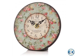 Paris Rose Shabby Chic Aged Wooden Mantle Table Clock