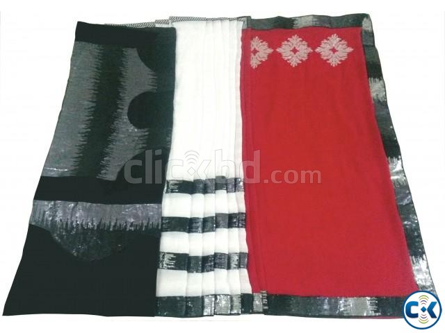 Gorgeous Red White and Black Georgette Saree large image 0