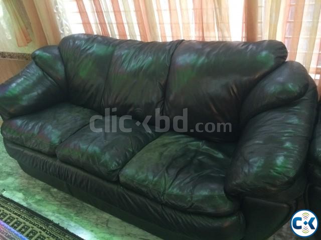 Black Leather Sofa Set large image 0