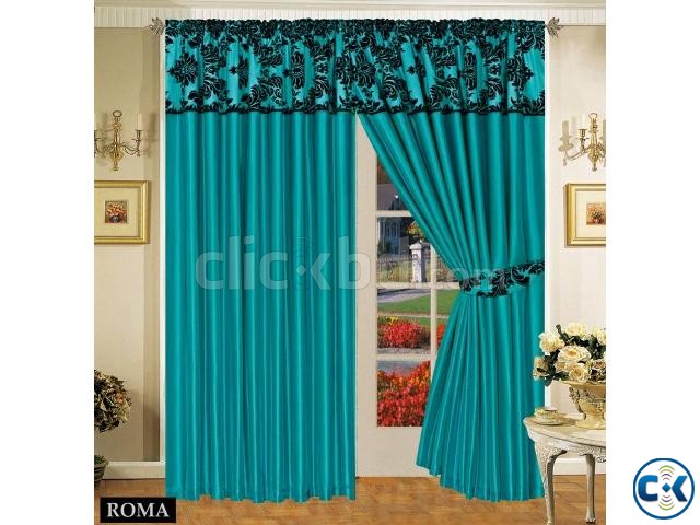 LUXURIOUS FULLY LINED ITALIAN CURTAINS TEAL BLACK 90 x90  large image 0