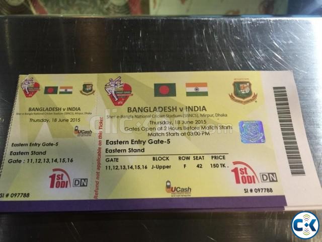 Bangladesh v India - Tickets Eastern Stand  large image 0