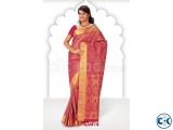 Pink zari weaved pure silk saree in golden border
