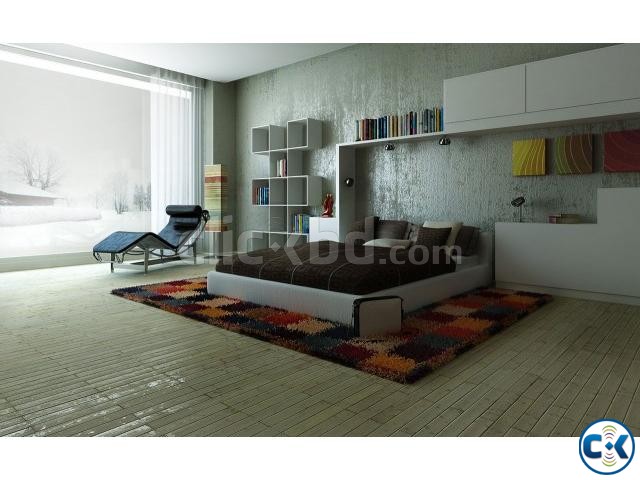 marvelous-modern-bedroom-design-gray-wall-white-bookshelves- large image 0