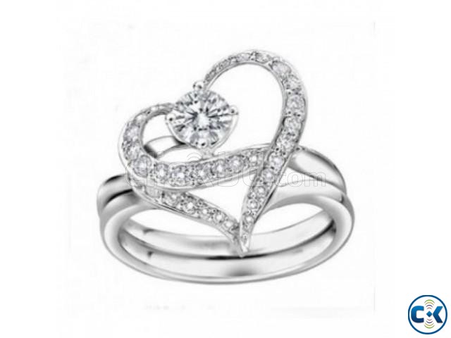 Heart Shaped Diamond Silver Ring large image 0