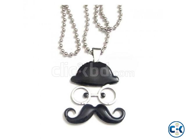 Mustache Locket with Chain..man and woman. large image 0