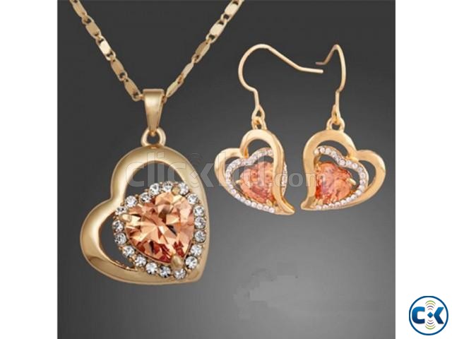 Valentines Gift real heart gold plated heart jewellery set large image 0