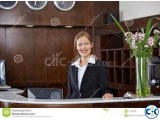 Female receptionist computer operator
