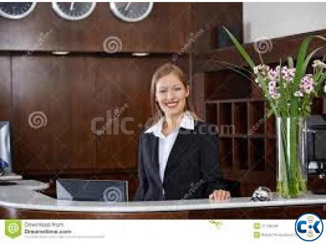Female receptionist computer operator | ClickBD large image 0