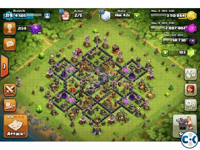 Clash of clanss TH9 base for sell large image 0