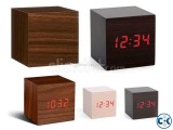 Cube USB Wood Wooden LED Digital Office Clock
