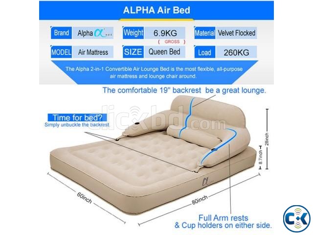 Alpha convertible air lounge bed queen mattress large image 0