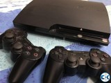 PS3 250 gb black with 2 controller and 7 original games