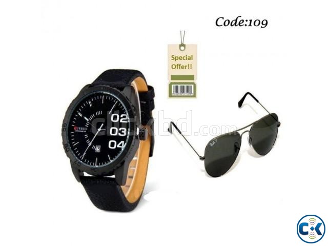 Combo Offer- Curren Men s Wrist Watch Ray.Ban Sunglass Com large image 0