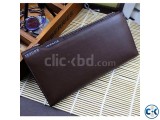 BOGESI Long Brown Genuine Leather Wallet