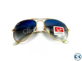 Golden Frame Ocean Blue Shade Ray-Ban Sunglasses.