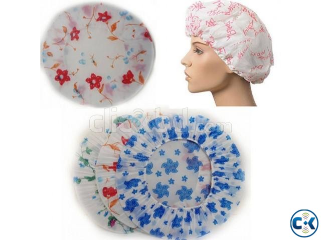 Pack of 3 Terry Lined Shower Makeup Cap large image 0