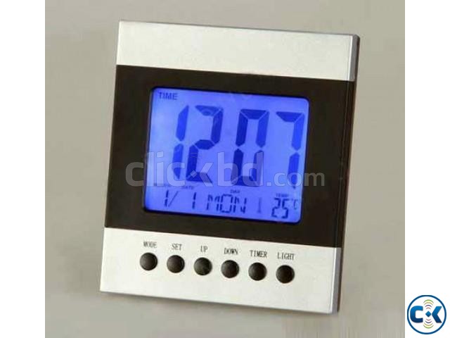 Voice Control Temperature Led Alarm clock Digital Calender large image 0