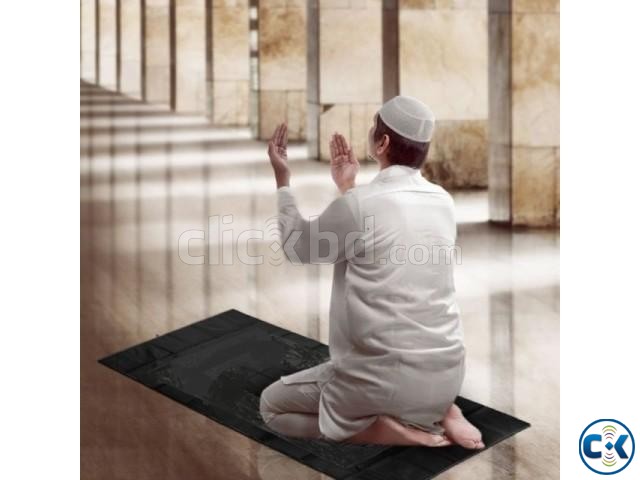 Portable Black Foam Soft Janamaz Muslim Prayer Mat large image 0