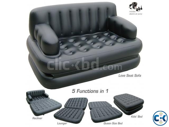 5 in 1 Inflatable Double Air Bed Sofa cum Chair | ClickBD large image 0