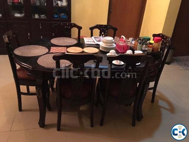 6 seater wooden with glass top dinning table. large image 0