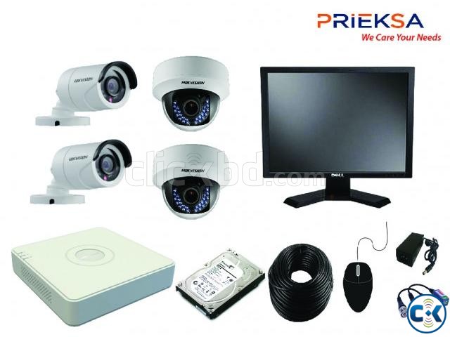 CCTV Camera package HikVision 4pc with Monitor Installation large image 0