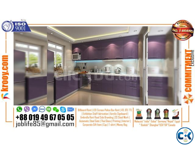 Kitchen Wall Cabinet False Ceiling TV wall 3D Modeling | ClickBD large image 3