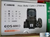 Canon 600D with 18-55mm lens brand new