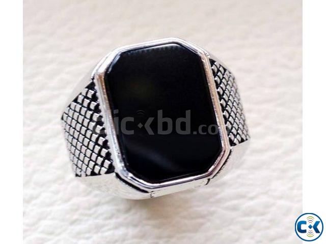 Black Silver Finger Ring for Men - 1pc large image 0