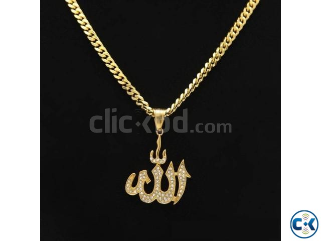 Allah Hoo Women s Golden Colour Necklace large image 0