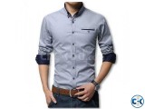 Gray Long Sleeve Casual Shirt for Men UPF