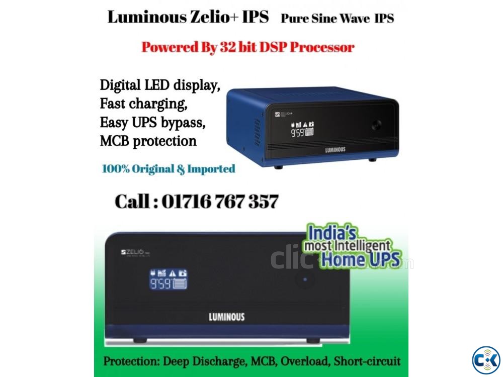 Luminous Zelio IPS UPS 1100 va 756 watt Imported Sine Wave large image 0