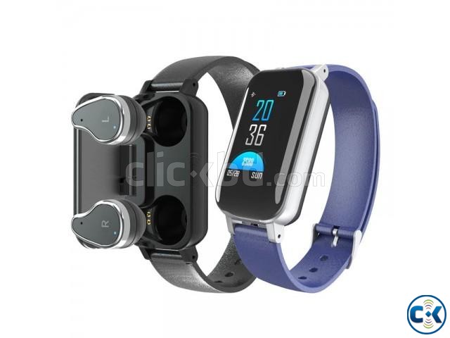 T89 2 in 1 Color Screen Bluetooth 5.0 Wireless Bluetooth Dua large image 0