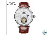 GUANQIN Tourbillon Skeleton Leather Mechanical Wrist Watch