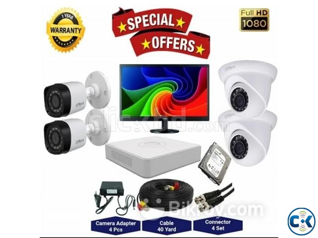 CCTV Package Dahua 4-CH 4-Pcs Camera with 17 Monitor large image 0