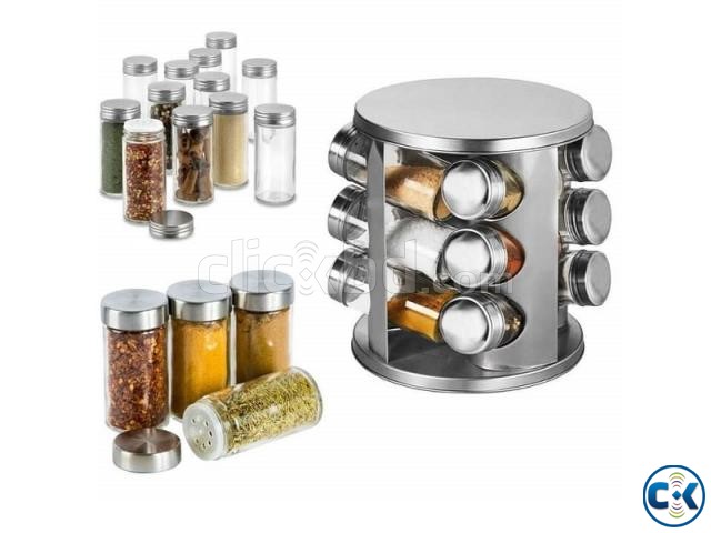 12pcs Stainless Steel Revolving Spice Jar | ClickBD large image 0