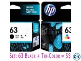HP Original 63 Black Tricolor Ink Cartridge Set