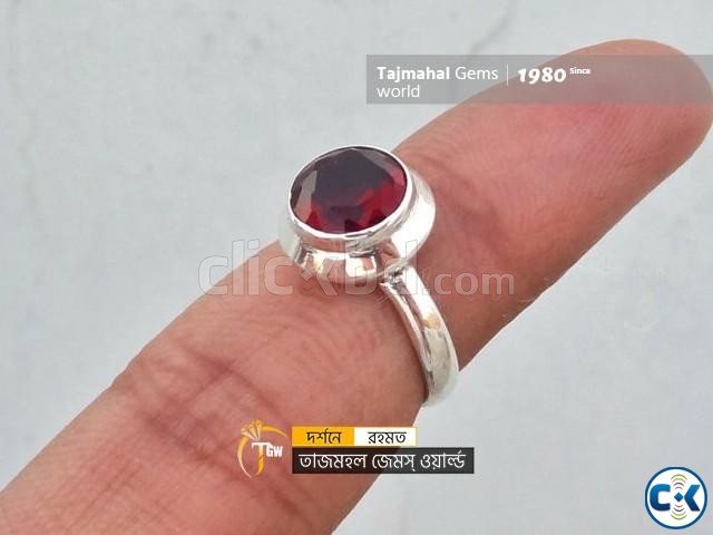 African Garnet Gemstone Ring - আফ্রিকান গোমেদ আংটি large image 3