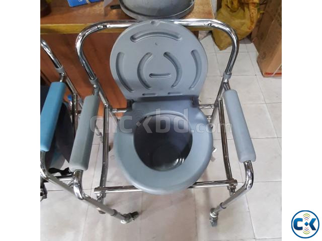 Folding Commode Chair Height Adjustable Toilet Chair | ClickBD large image 2