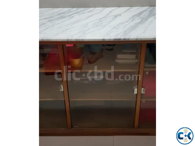 Shegun wood showcase with Marble top | ClickBD large image 1