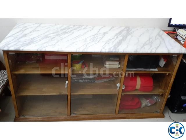 Shegun wood showcase with Marble top | ClickBD large image 3