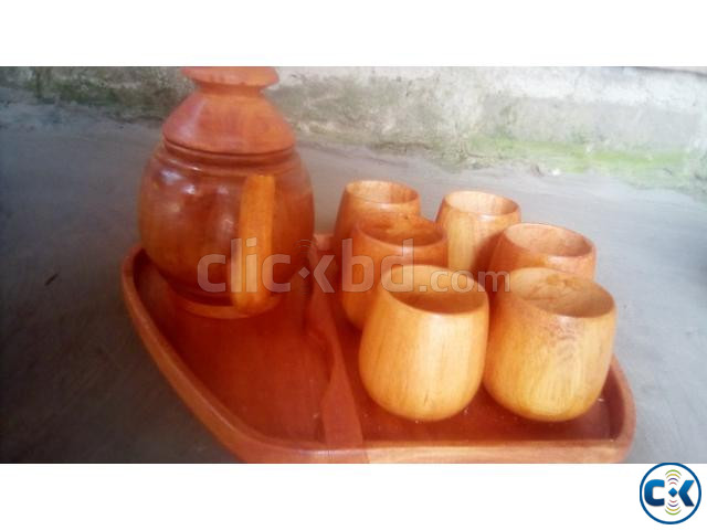 Wooden tea cup set | ClickBD large image 0