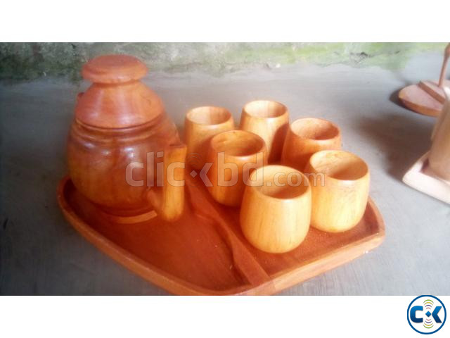 Wooden tea cup set | ClickBD large image 1