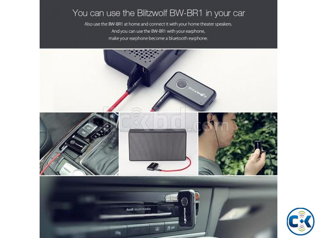 BlitzWolf bluetooth V4.1 Car Handsfree Music Receiver 3.5mm | ClickBD large image 1