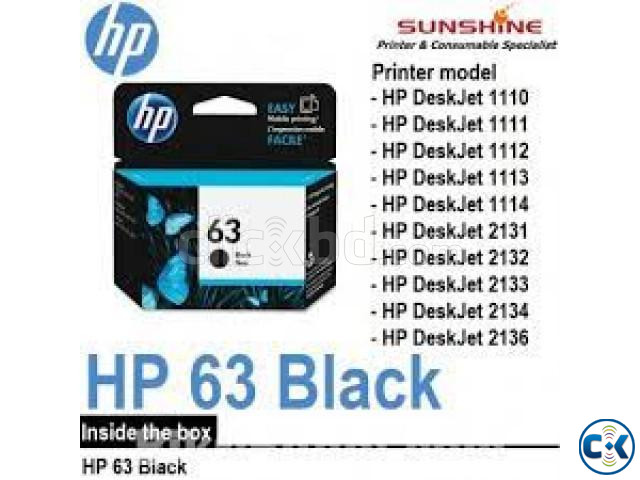 HP 63 Original Ink Black Cartridge With Box | ClickBD large image 1