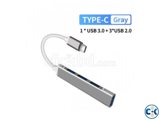 Type-C Hub 4 Port USB 3.0 Hub Super Speed 5Gbps | ClickBD large image 0