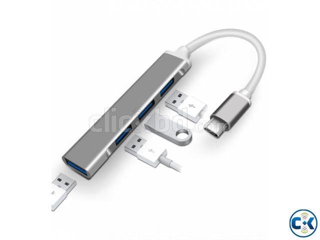 Type-C Hub 4 Port USB 3.0 Hub Super Speed 5Gbps | ClickBD large image 1