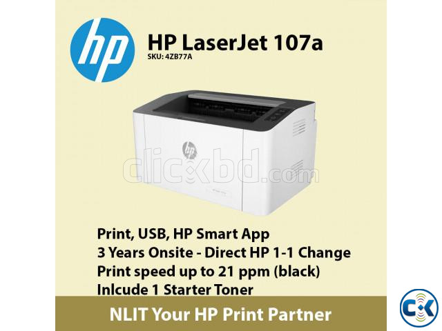 HP Black White Toner LaserJet 107a Printer | ClickBD large image 3