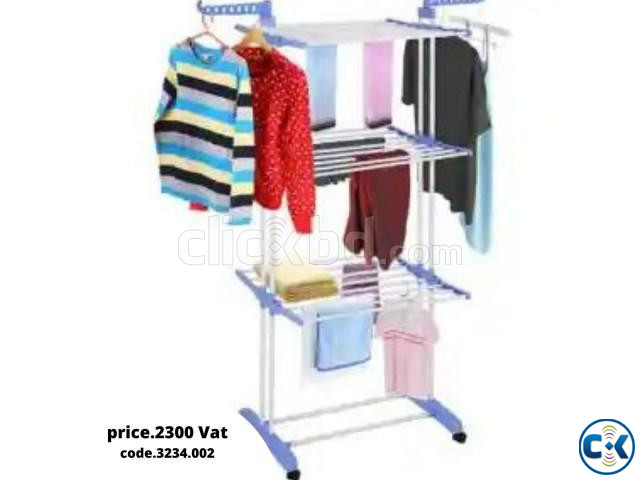 Three Layer Clothes Rack With Wheels | ClickBD large image 1