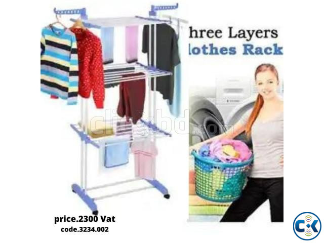 Three Layer Clothes Rack With Wheels | ClickBD large image 2